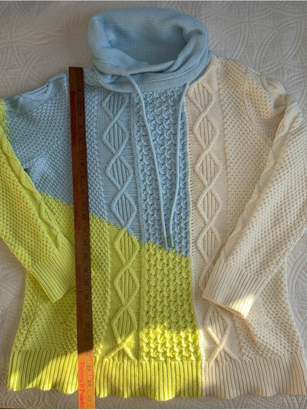 L.L. Bean Cable Knit Large Signature Cotton Funnel Neck Sweater - Picture 3 of 6